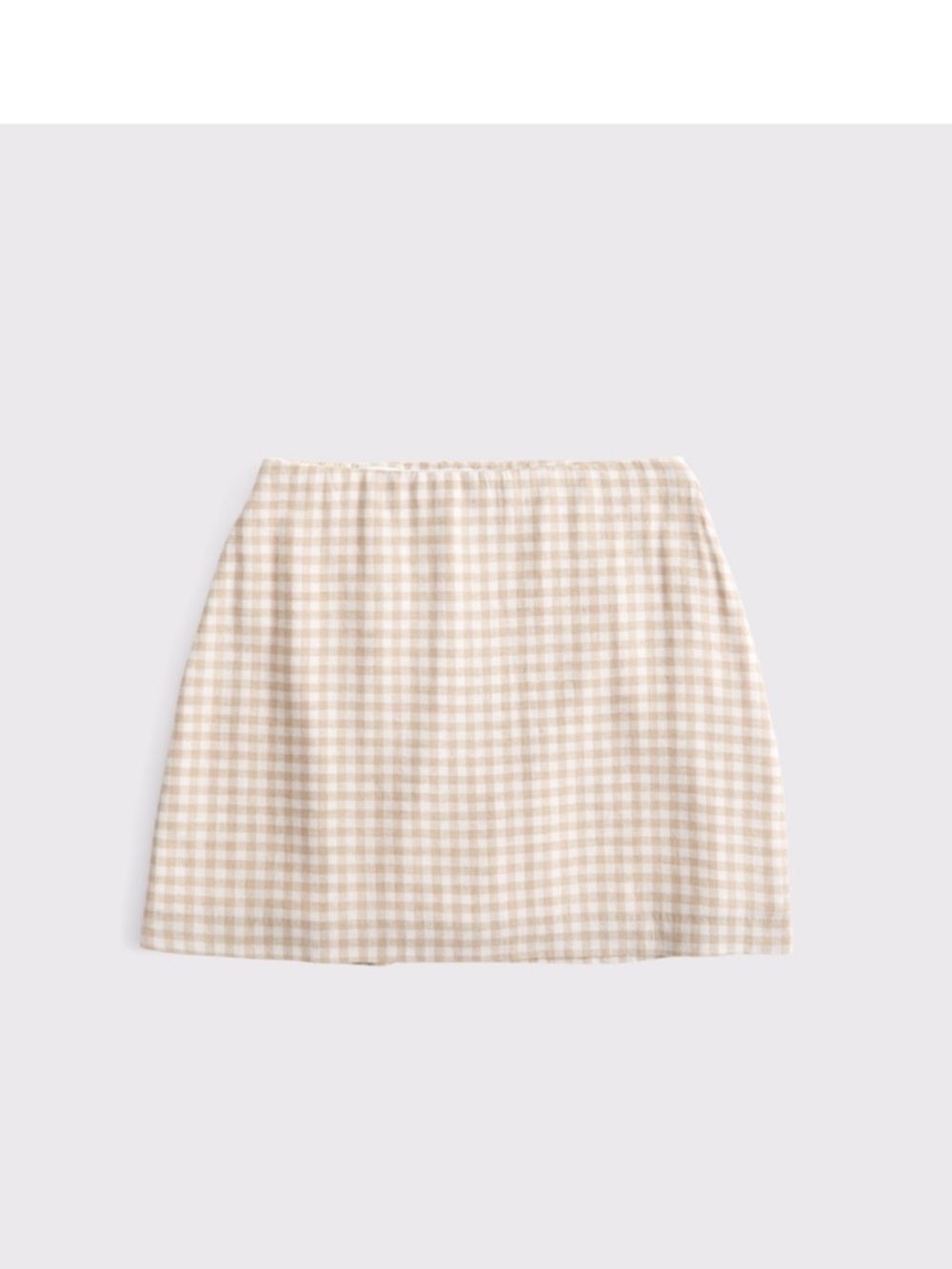 The A&F Scarlett Curve Love Linen-Blend Mini Skort in Brown Gingham - Picture 2 of 5